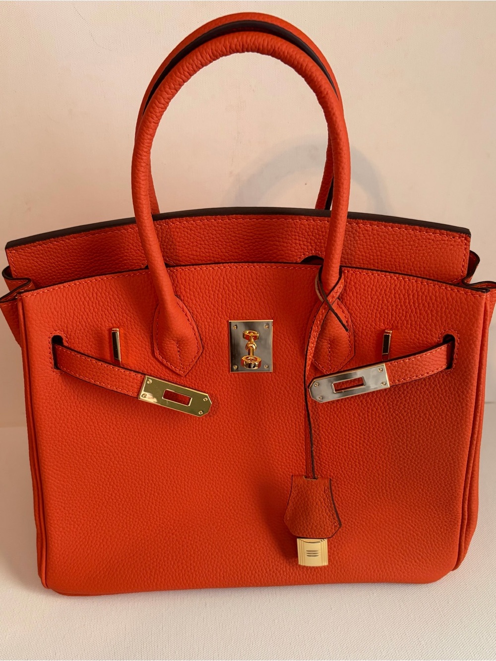 Orange Pebbled Material (sold as leather) Satchel Handbag-Wirkin